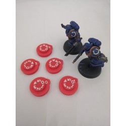 Set van 5 mini-schademeters / levenspunten van 0 tot 59 voor wargames of rollenspellen die compatibel zijn met Warhammer 40k