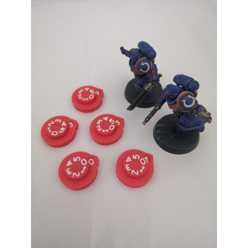 Lot de 5 mini compteurs de blessures / vie de 0 à 59 pour wargame ou JDR compatible Warhammer 40k