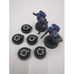 Set van 5 mini-schademeters / levenspunten van 0 tot 59 voor wargames of rollenspellen die compatibel zijn met Warhammer 40k
