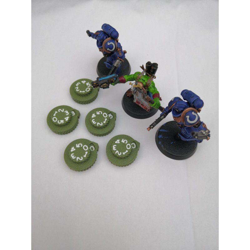 Lot de 5 mini compteurs de blessures / vie de 0 à 59 pour wargame ou JDR compatible Warhammer 40k
