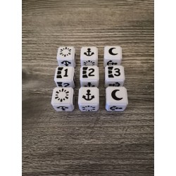 Lot de 9 dés D6 16mm version blanc et noir - Altered TCG