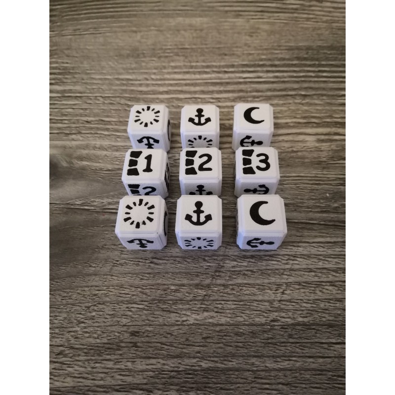 Lot de 9 dés D6 16mm version blanc et noir - Altered TCG Lot de 9 dés D6 16mm version blanc et noir - Altered TCG