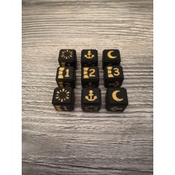 Lot de 9 dés D6 16mm version noir et doré - Altered TCG