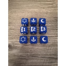Set of 9 D6 16mm Ordis blue and white dice - Altered TCG