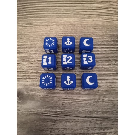 Lot de 9 dés D6 16mm version Ordis bleu et blanc - Altered TCG