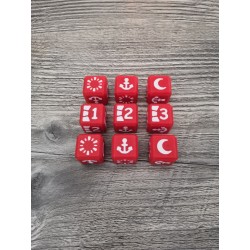 Lot de 9 dés D6 16mm version Bravos rouge et blanc - Altered TCG