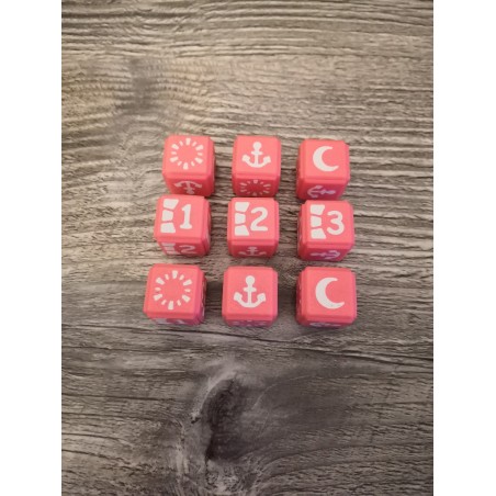Set of 9 D6 16mm Lyra pink and white dice - Altered TCG