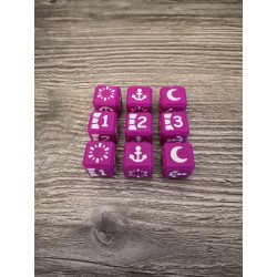 Set de 9 dados D6 16mm púrpura y blanco Yzmir - Altered TCG