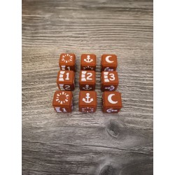 Set van 9 D6 16mm Axiom bruine en witte dobbelstenen - Altered TCG
