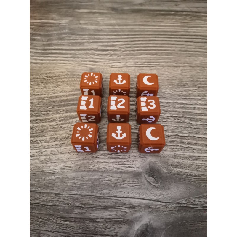 Set di 9 dadi D6 16 mm Axiom bianchi e marroni - Altered TCG