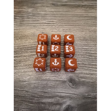 Set van 9 D6 16mm Axiom bruine en witte dobbelstenen - Altered TCG