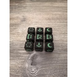 Lot de 9 dés D6 16mm version Muna noir et vert - Altered TCG