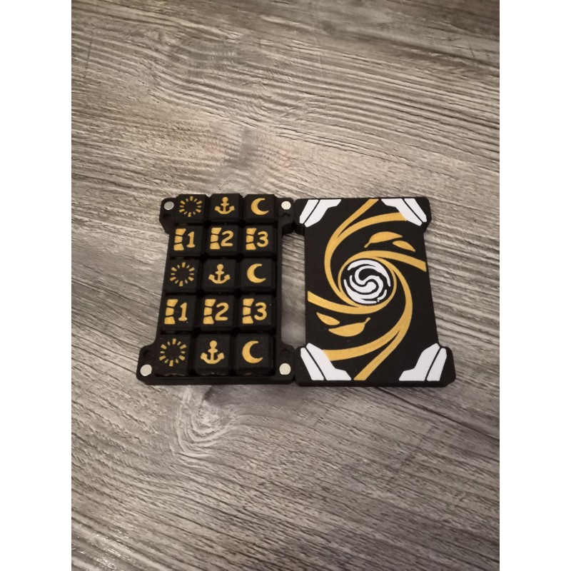 Doos met 15 zwarte en gouden 16mm D6 dobbelstenen - Altered TCG