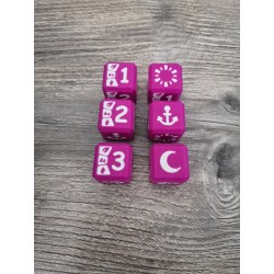 Pack of 6 D6 20mm purple and white Yzmir dice - Altered TCG