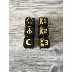 Juego de 6 dados D6 20mm negro y dorado - Altered TCG