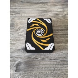 Caja de 9 dados D6 de 20 mm + 2 pares de fichas de héroe / compañero - Versión negra / dorada - Altered TCG