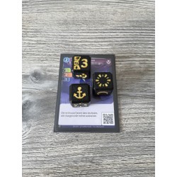 Boite de 9 dés D6 de 20 mm + 2 paires de jetons hero / compagnon - Version noir doré - Altered TCG