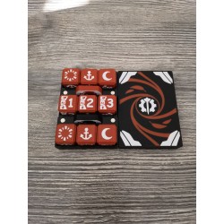 Box mit 9 20 mm D6-Würfeln + 2 Paar Hero-/ Begleitermarken - Axiom-Version - Altered TCG