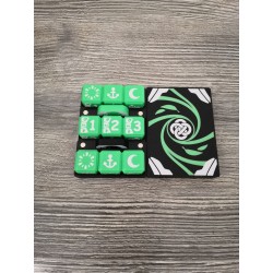 Scatola di 9 dadi D6 da 20 mm + 2 coppie di pedine eroe/compagno - Versione Muna - TCG alterato