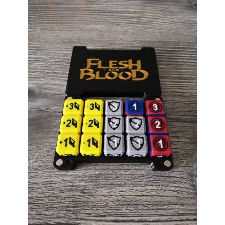 Doos met 15 16mm D6 dobbelstenen in klassiek kaartformaat - Vlees en bloed TCG