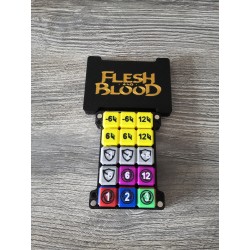 Box mit 15 16mm D6 Würfeln im Kartenformat Version Runechant - Flesh and blood TCG
