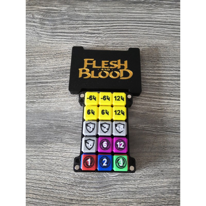 Boite de 15 dés D6 de 16mm format carte version Runechant - Flesh and blood TCG