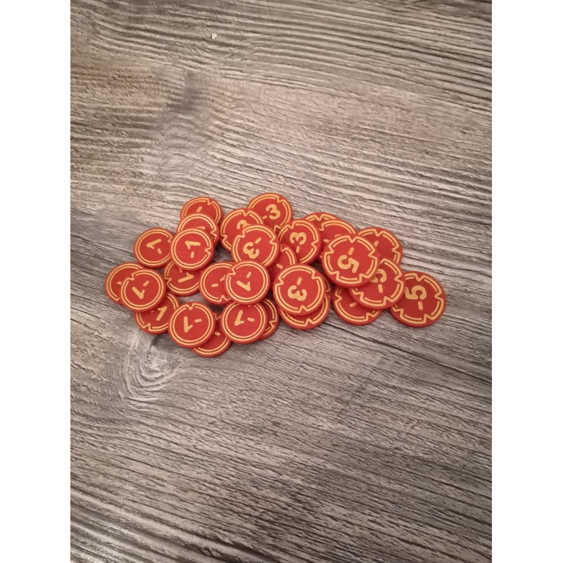 Pack of 30 red and gold damage tokens - Lorcana
