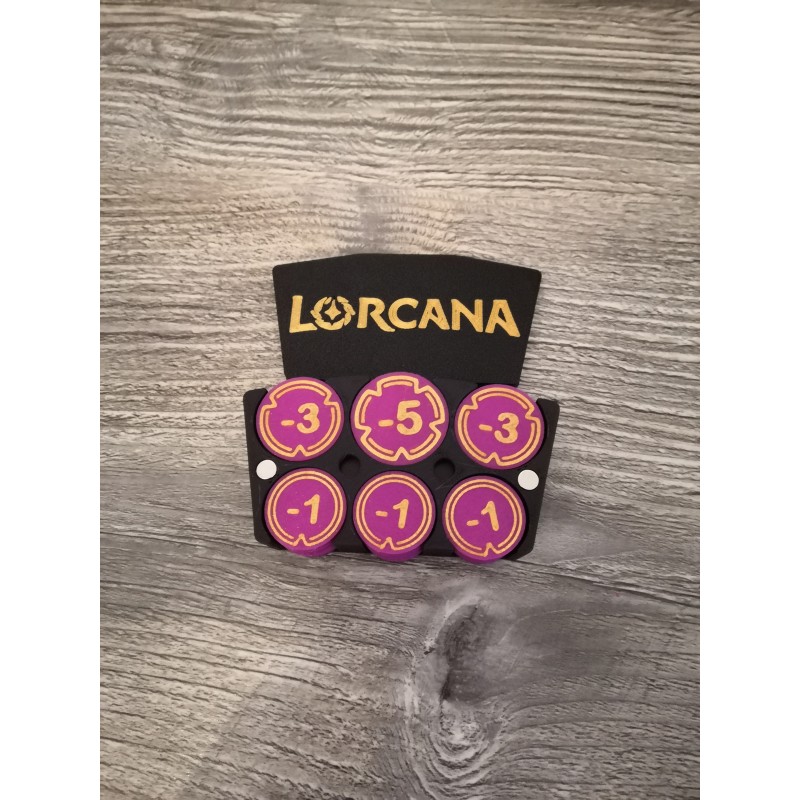 Caja de 30 fichas de daño moradas y doradas - Lorcana