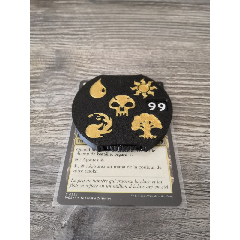 Semi-automatic life counter (0–99) with 5-mana logo – Magic: The Gathering