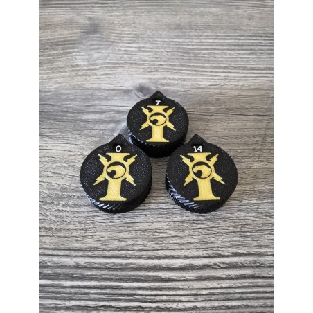 3 mini counters (0–14 lives/wounds), compatible with Warhammer Adeptus Custodes