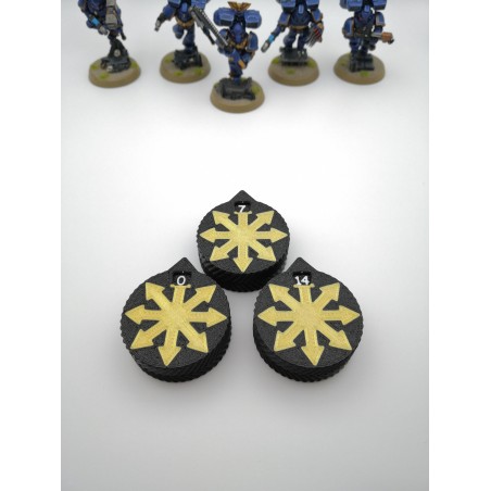 3 mini-tellers van 0 tot 14 levens/verwondingen, compatibel met Warhammer Chaos