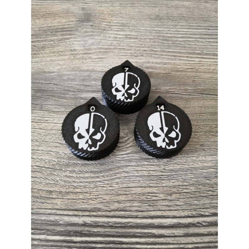 3 mini compteurs 0 à 14 vie / blessure compatible Warhammer Skull 3 mini compteurs 0 à 14 vie / blessure compatible Warhammer Skull