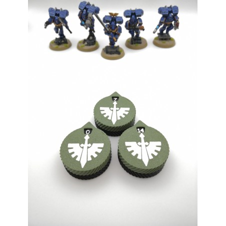 3 mini compteurs 0 à 14 vie / blessure compatible Warhammer Dark Angels