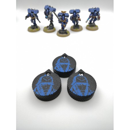 3 Mini-Zähler (0 bis 14 Leben/Verletzungen), kompatibel mit Warhammer Death Korps of Krieg