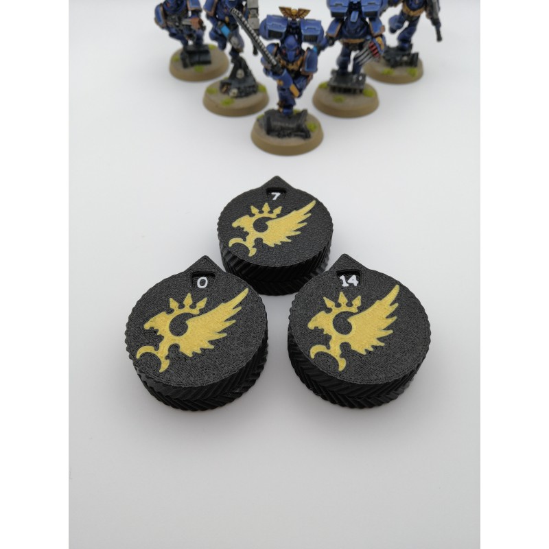 3 mini-tellers van 0 tot 14 levens/verwondingen, compatibel met Warhammer Emperor Children
