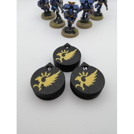 3 mini contatori da 0 a 14 punti vita/ferite, compatibili con Warhammer Emperor Children