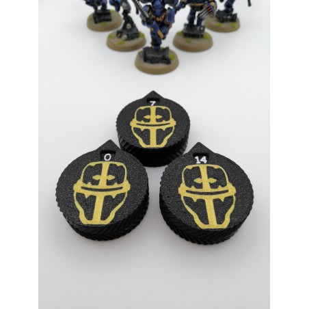 3 Mini-Zähler (0 bis 14 Leben/Verletzungen), kompatibel mit Warhammer Imperial Knight